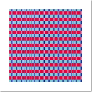 Striped basket pattern red and blue country style Posters and Art